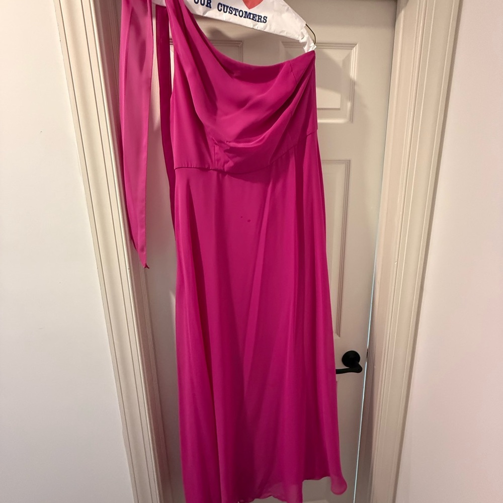 After Six Fuchsia One-Shoulder Dress